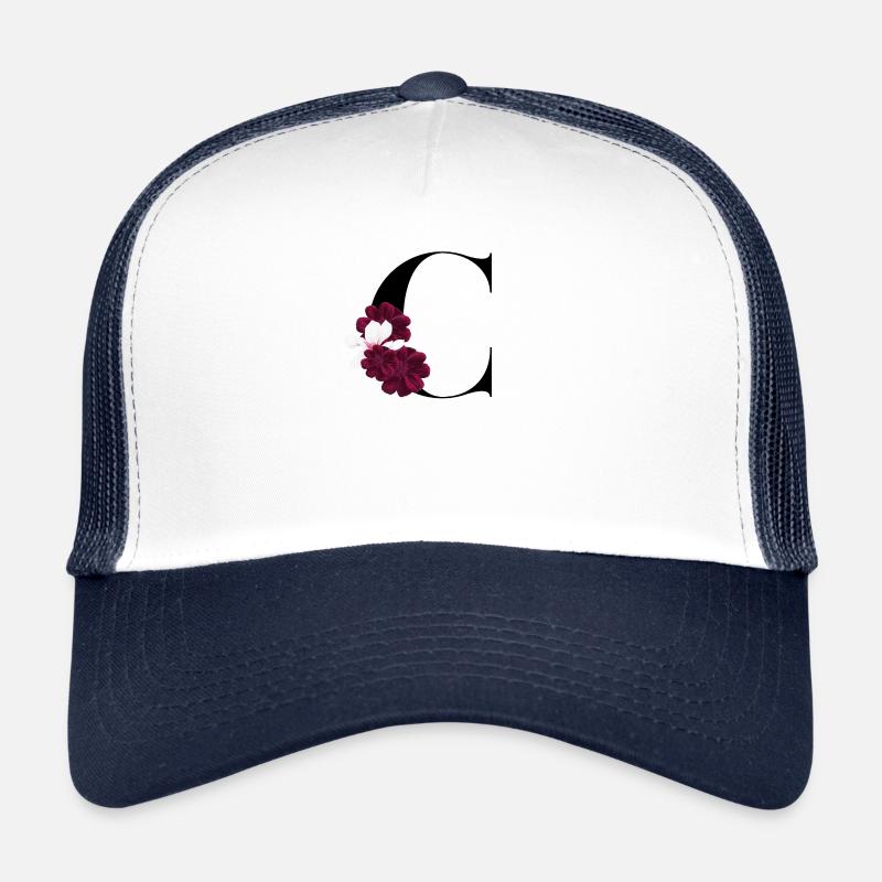Buchstabe C blühende - Trucker Cap - Weiß/Navy