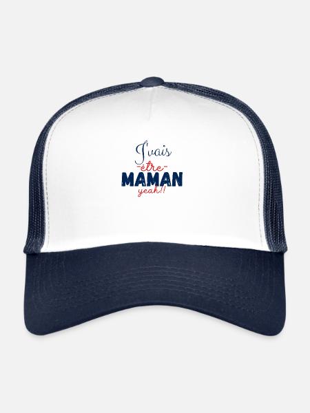 Je vais être maman yeah - Casquette trucker  - blanc/marine - Devant