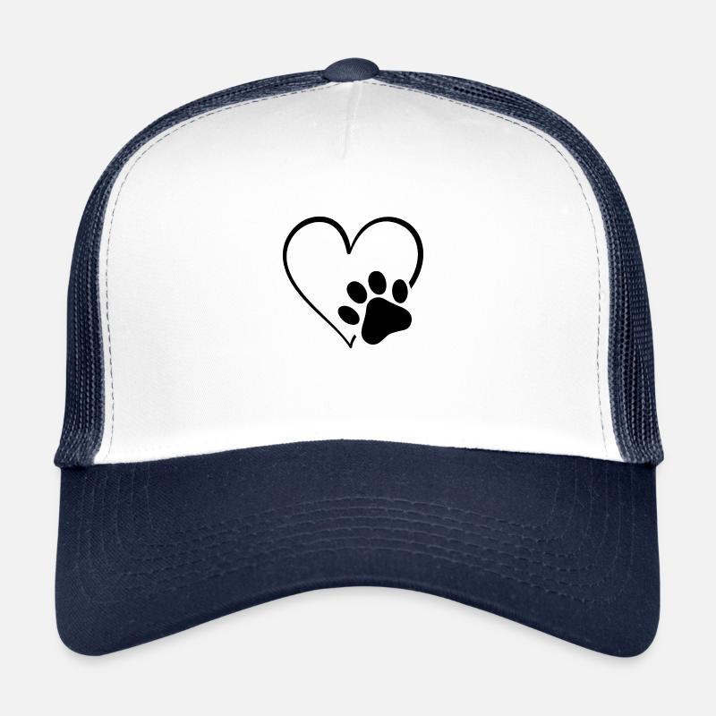 Dog Paw Print Heart Trucker Cap