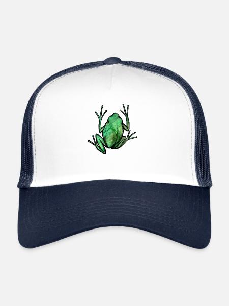 Grenouille verte mignonne - Casquette trucker  - blanc/marine - Devant