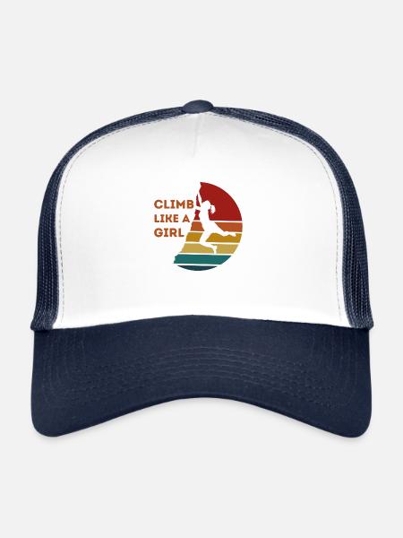 Vintage Climb Like A Girl | Girl Rock Climbing - Trucker Cap - white/navy - Front