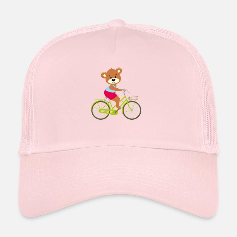 Cute cartoon bear boy rides a bicycle Trucker Cap