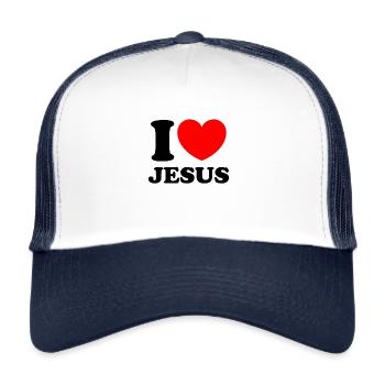 Ich liebe Jesus - Trucker Cap - Weiß/Navy - Vorne