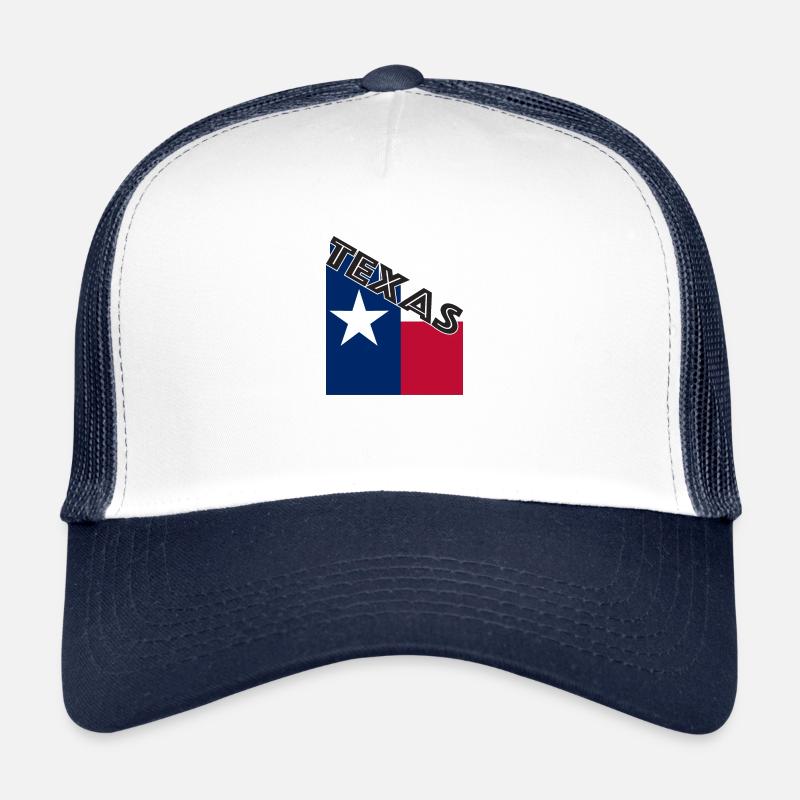 Texte du drapeau incliné du Texas - Casquette trucker - blanc/marine