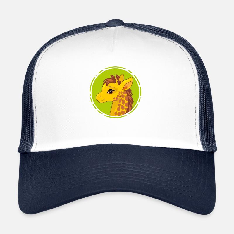 Porträt einer lächelnden Cartoon-Giraffe Trucker Cap