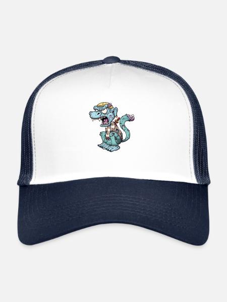 Singe Pirate Zombie - Casquette trucker  - blanc/marine - Devant