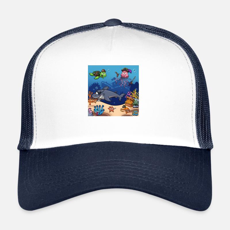 Piraten-Meeresbewohner - Trucker Cap - Weiß/Navy