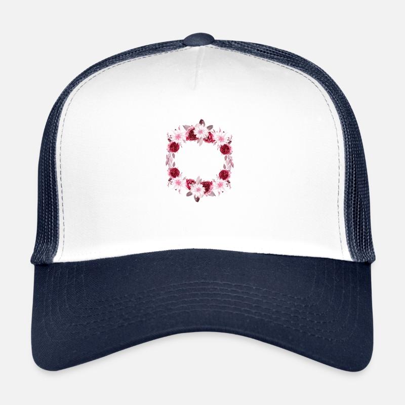 Personalisierte Blumenkrone - Trucker Cap - Weiß/Navy