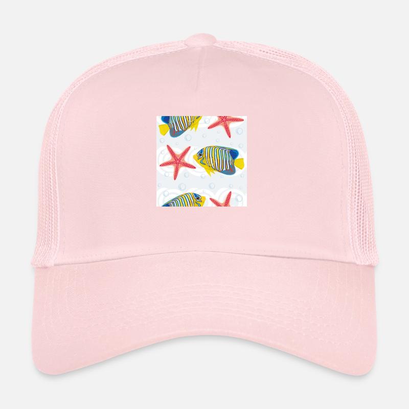 Motif avec poisson tropical et étoile de mer Casquette trucker 
