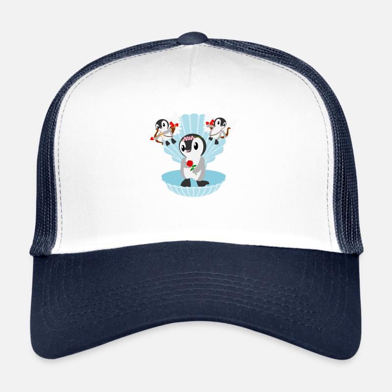 Pingouin - Naissance d’Aphrodite - Casquette trucker  - blanc/marine