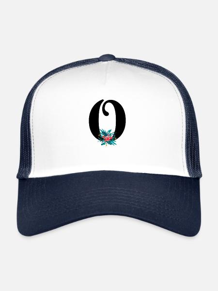 letter O flowering - Trucker Cap - white/navy - Front