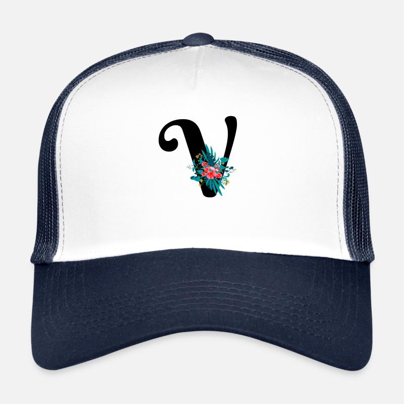 lettre V fleuris Casquette trucker 