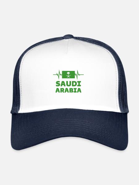 Saudi Arabia Football 2022 Saudi Arabian Heartbeat - Trucker Cap - white/navy - Front
