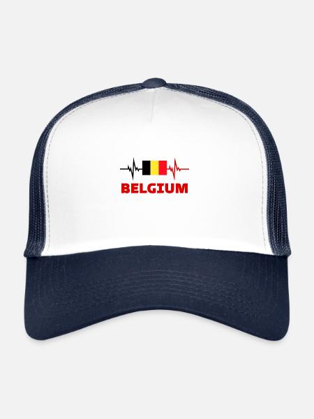 belgium Football 2022 belgium Heartbeat belgium - Trucker Cap - white/navy - Front