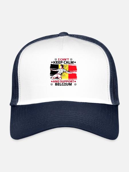 rester calme et soutenir la Belgique - Casquette trucker  - blanc/marine - Devant