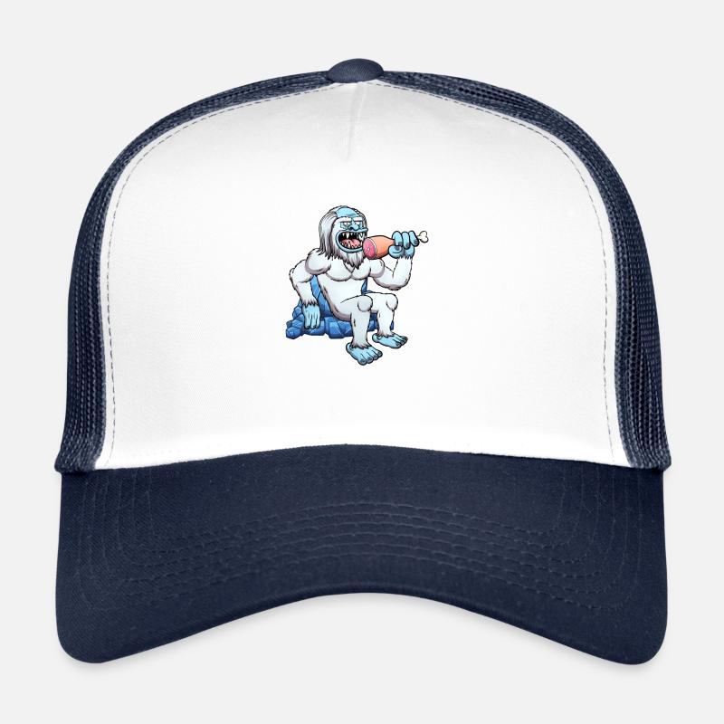 Yeti Eating Meat - Trucker Cap - white/navy