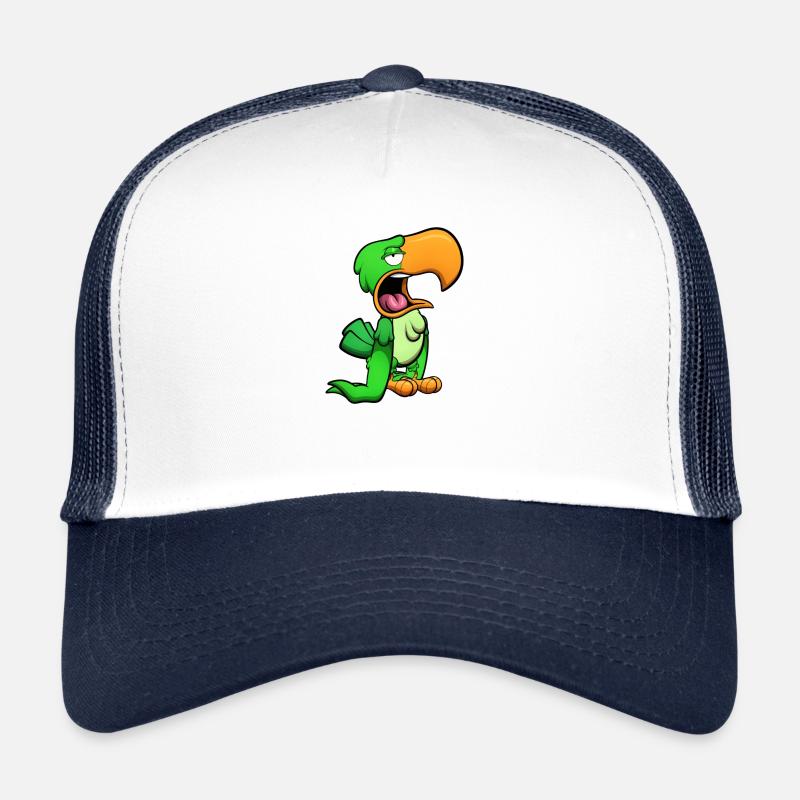 Bored Green Parrot - Trucker Cap - white/navy