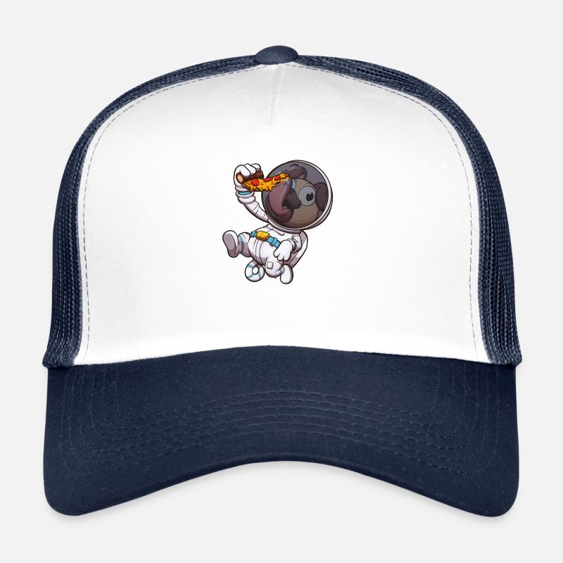 Astronaut Mops isst Pizza Slice - Trucker Cap - Weiß/Navy