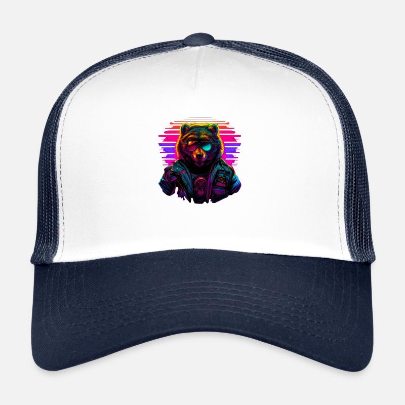 Retro Emblems - Animal - Pilot Bear Trucker Cap