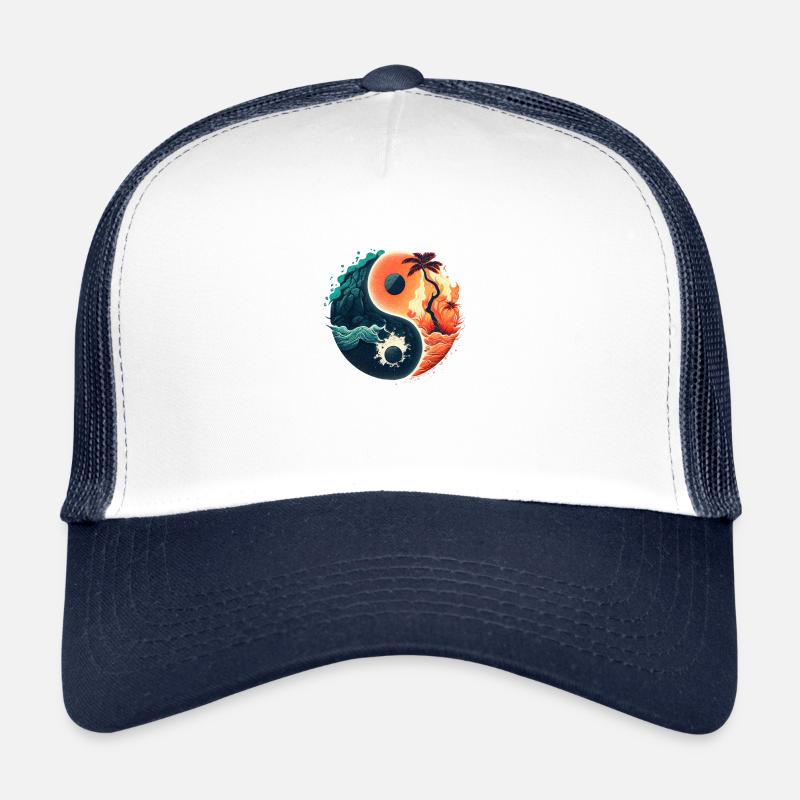 Ying Yang - Water vs Stone in fire Trucker Cap