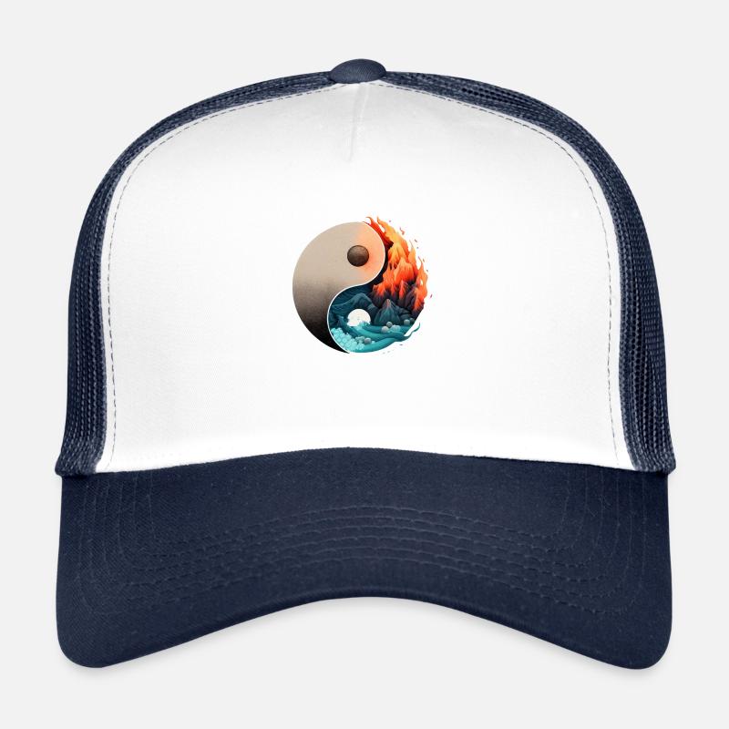 Ying Yang - Water vs Stone in fire Trucker Cap
