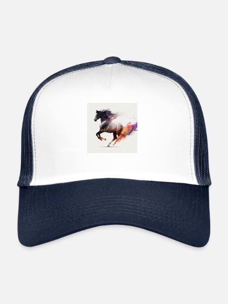 Cheval fougueux n°10 - Casquette trucker  - blanc/marine - Devant