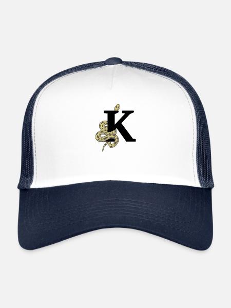 Letter k snake - Trucker Cap - white/navy - Front