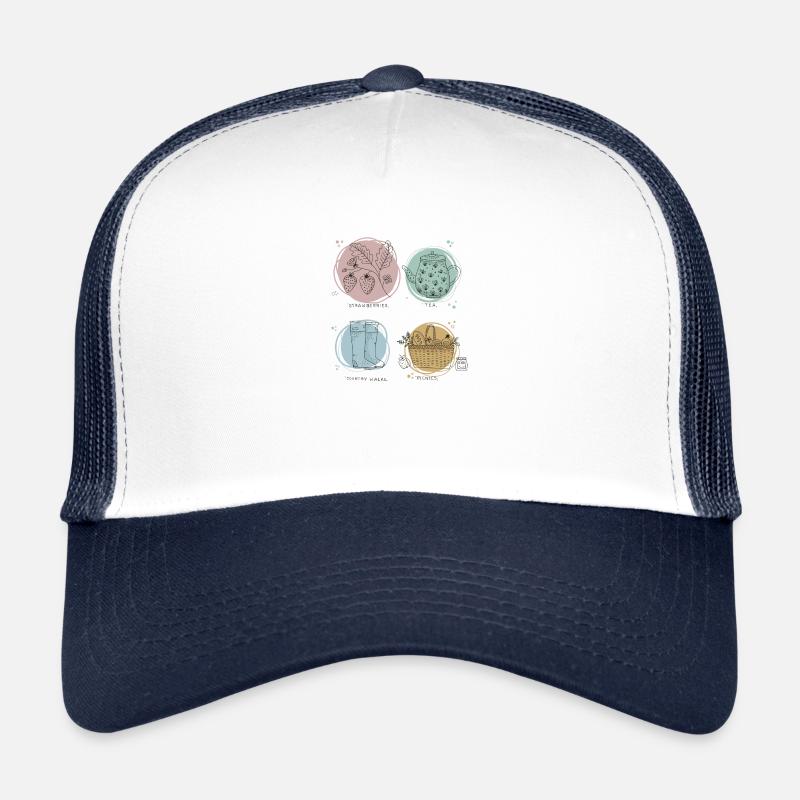summer, garden, strawberries, flowers, tea, picnic - Trucker Cap - Weiß/Navy