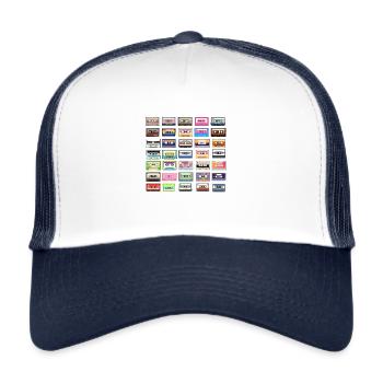 Cassettes rétro - Casquette trucker  - blanc/marine - Devant