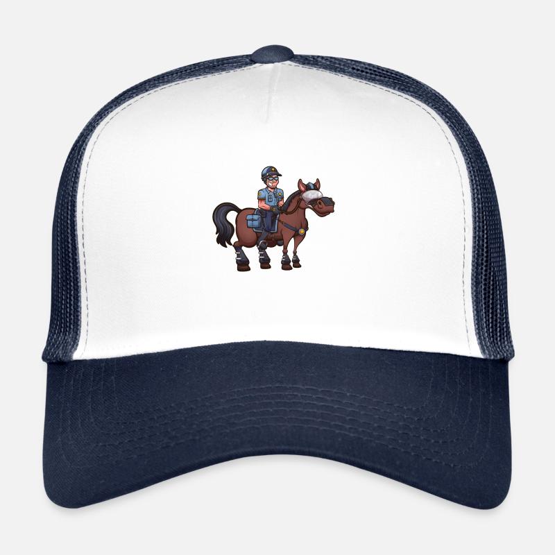 Dessin animé policier à cheval Casquette trucker 