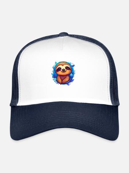 Cute Sloth - Trucker Cap - white/navy - Front