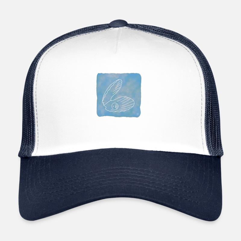 Shell with Pearl, Boho Line Art Design, Shells Trucker Cap