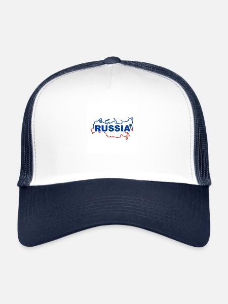 Carte de la Russie - Casquette trucker  - blanc/marine - Devant