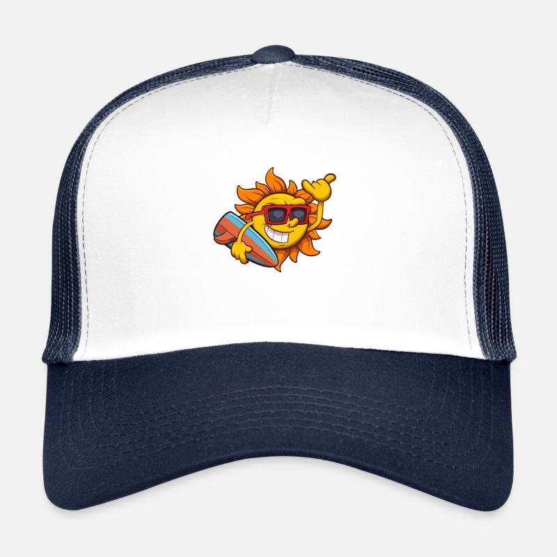 Cool Sun Character avec planche de surf Casquette trucker 