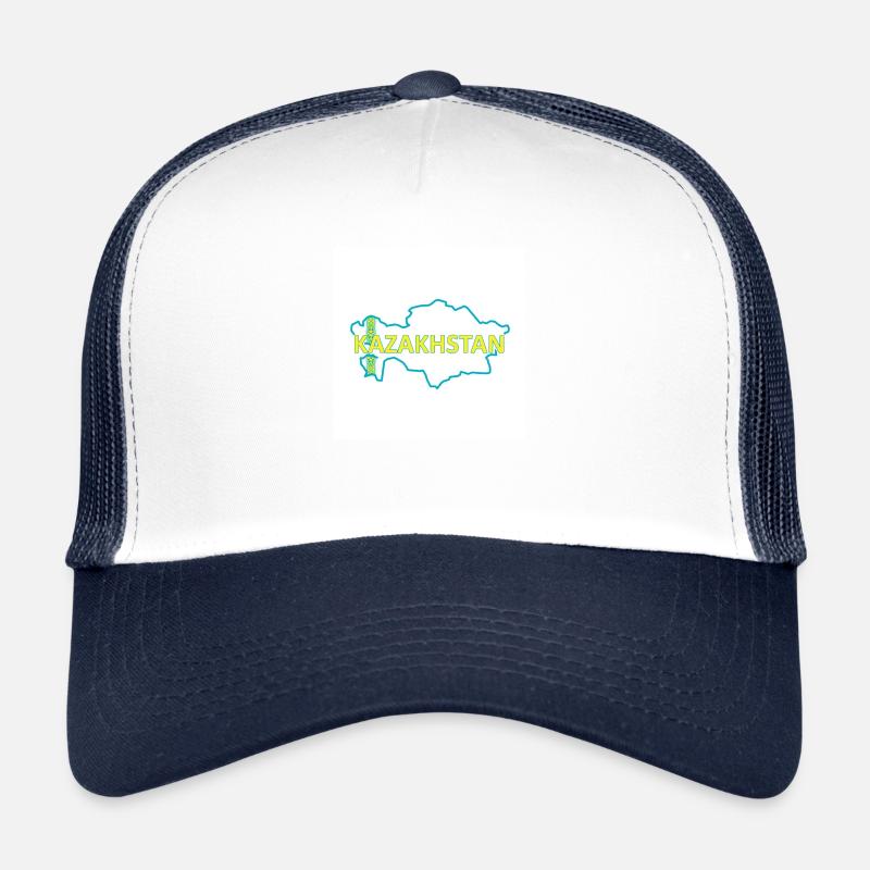Karte von Kasachstan - Trucker Cap - Weiß/Navy
