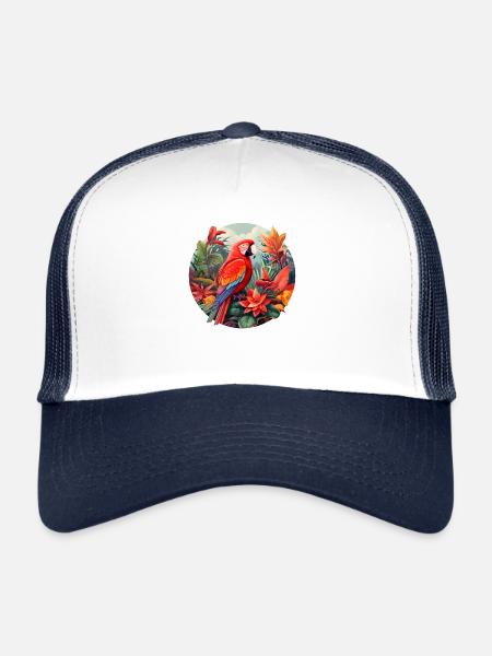 Scarlet Macaw - Trucker Cap - white/navy