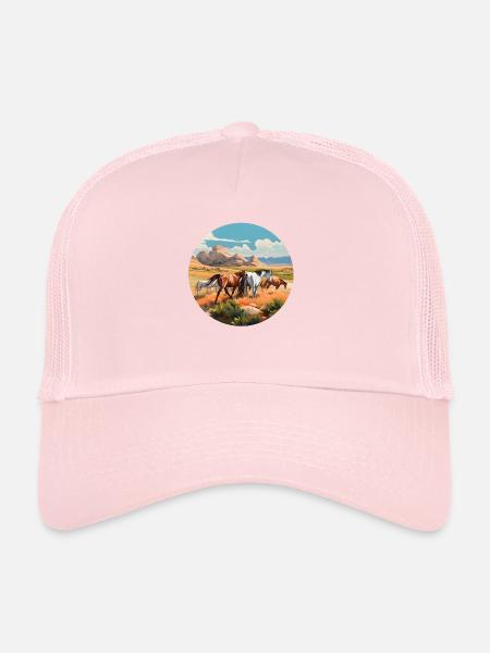 Troupeau de chevaux - Casquette trucker  - rose pâle - Devant