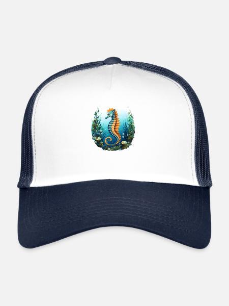 Seahorse - Trucker Cap - white/navy - Front