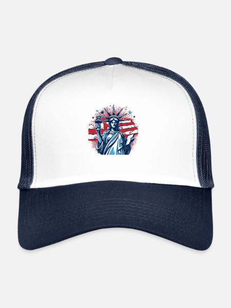 Illustration de la Statue de la Liberté - Casquette trucker  - blanc/marine - Devant