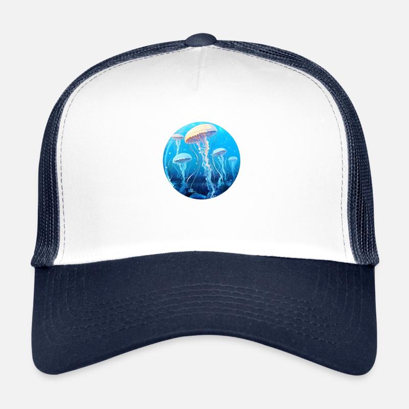 Quallenschwarm - Trucker Cap - Weiß/Navy