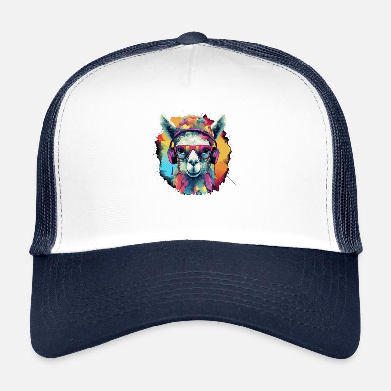 Art coloré du graffiti en alpaga - Casquette trucker  - blanc/marine