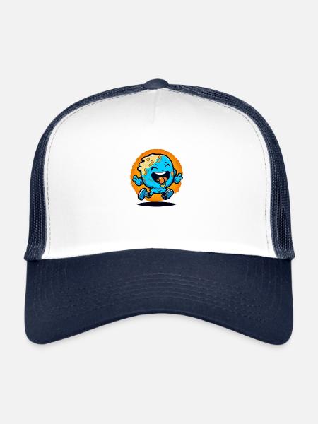 Cheeky monster running - Trucker Cap - white/navy - Front