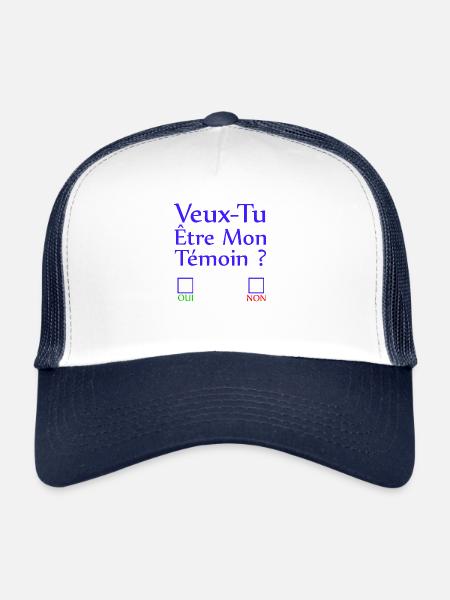 Veux tu être mon témoin ? - Casquette trucker  - blanc/marine - Devant