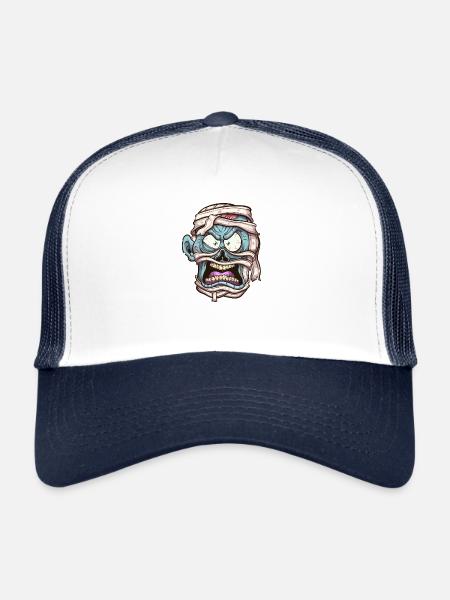 Mummy Face - Trucker Cap - white/navy - Front