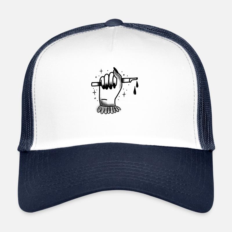 Witchcore Tattoo Stil Schreiben Hand Tinte Tropfen Trucker Cap