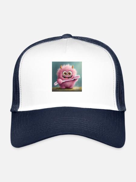 mignon petit monstre moelleux brosse à dents brosse à dents dents - Casquette trucker  - blanc/marine
