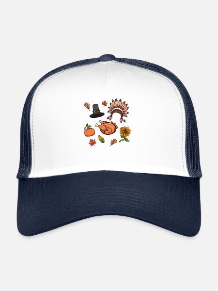 Éléments de Thanksgiving - Casquette trucker  - blanc/marine - Devant