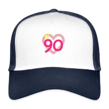 90th Birthday Princess Crown - Trucker Cap - white/navy - Front