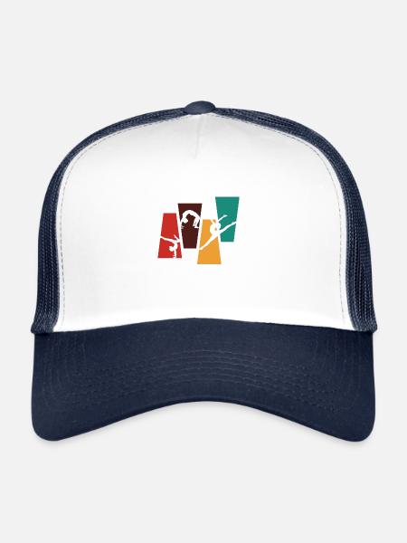 Gymnastique rétro vintage-idée cadeau gymnastique - Casquette trucker  - blanc/marine - Devant