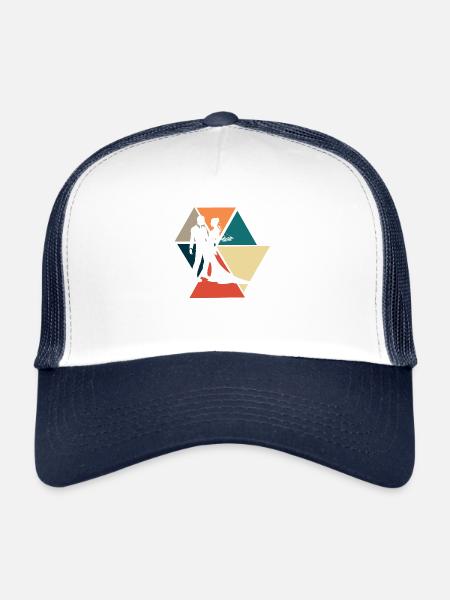 Couple marié rétro vintage-idée cadeau mariée - Casquette trucker  - blanc/marine - Devant